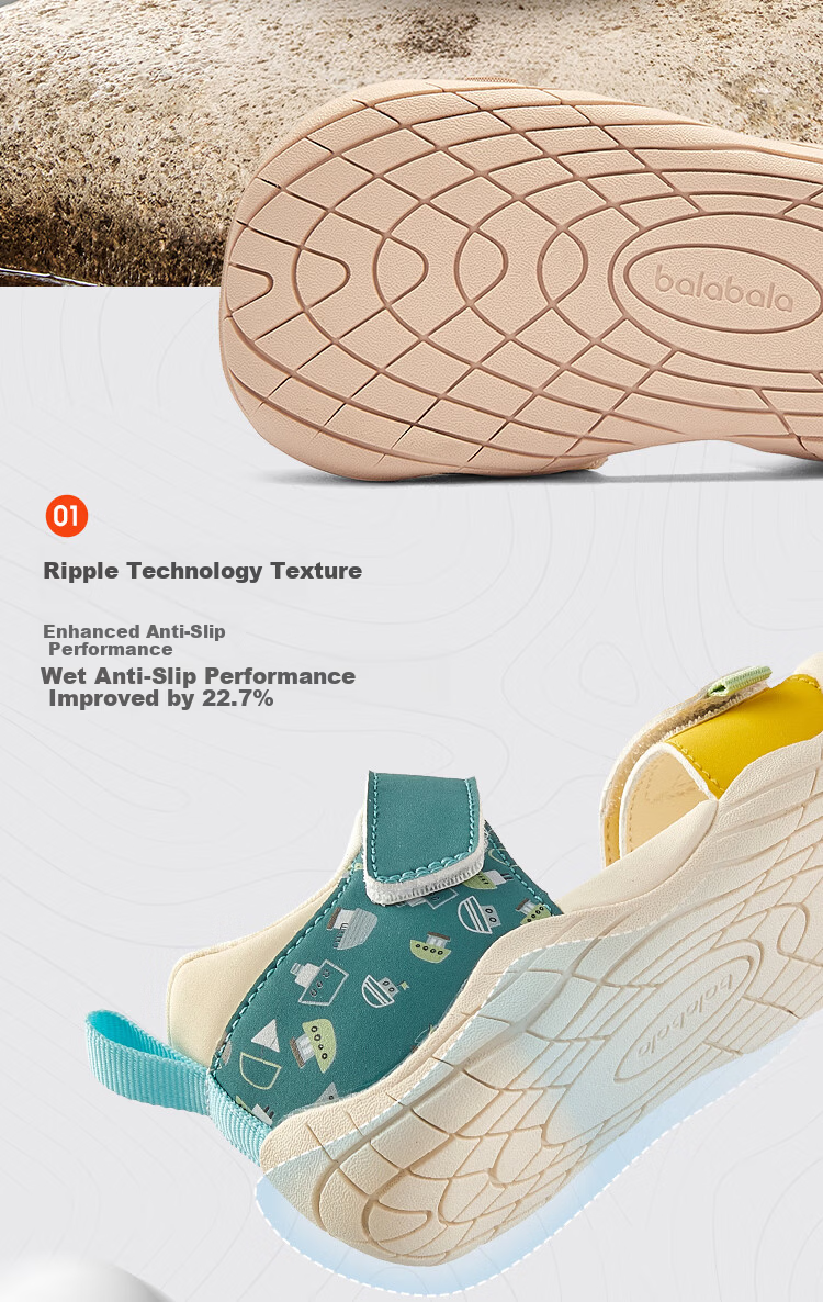 Balabala Kids Steady Shoes Boys Girls Sandals 2026 Summer New Breathable Closed-Toe Walking Shoes Colorblock Non-Slip 6