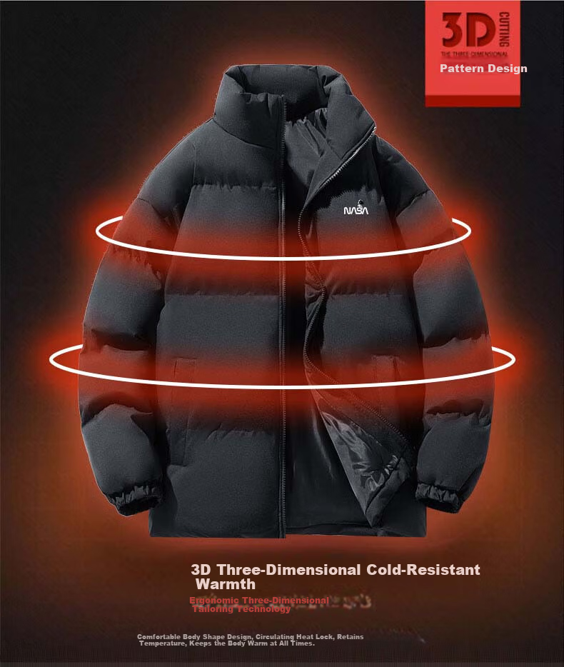 NASA MARVEL Men's Cotton Padded Jacket Winter Thick Warm Casual Trendy Couple's Coat 9