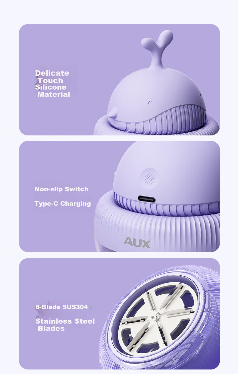 AUX Fabric Shaver Lint Remover Hairball Trimmer Clothes Defuzzer Purple Standard Edition [Gentle on Clothes] 31