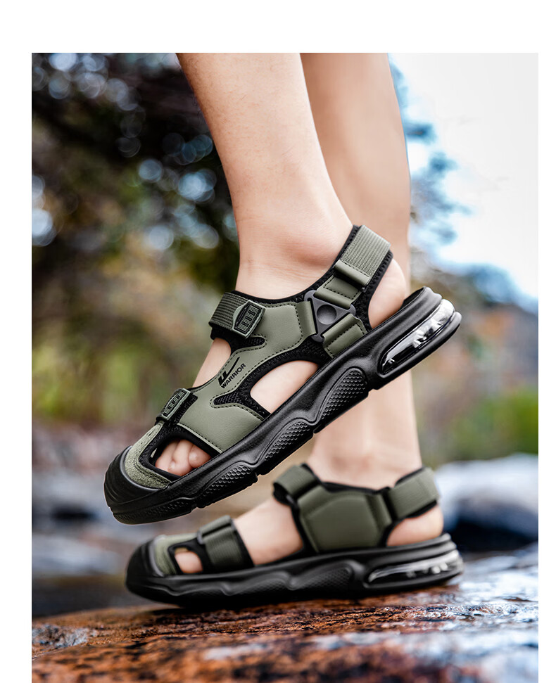Warrior Men's Stream Hiking Sandals 2026 Summer New Outdoor Beach Water Shoes 1648 Black Size 39 17