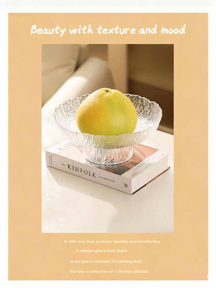 Edo Tall Glass Fruit Plate New Year Household Fruit Tray Dried Fruit Snack Storage Tray Living Room Snack Plate 20cm 3