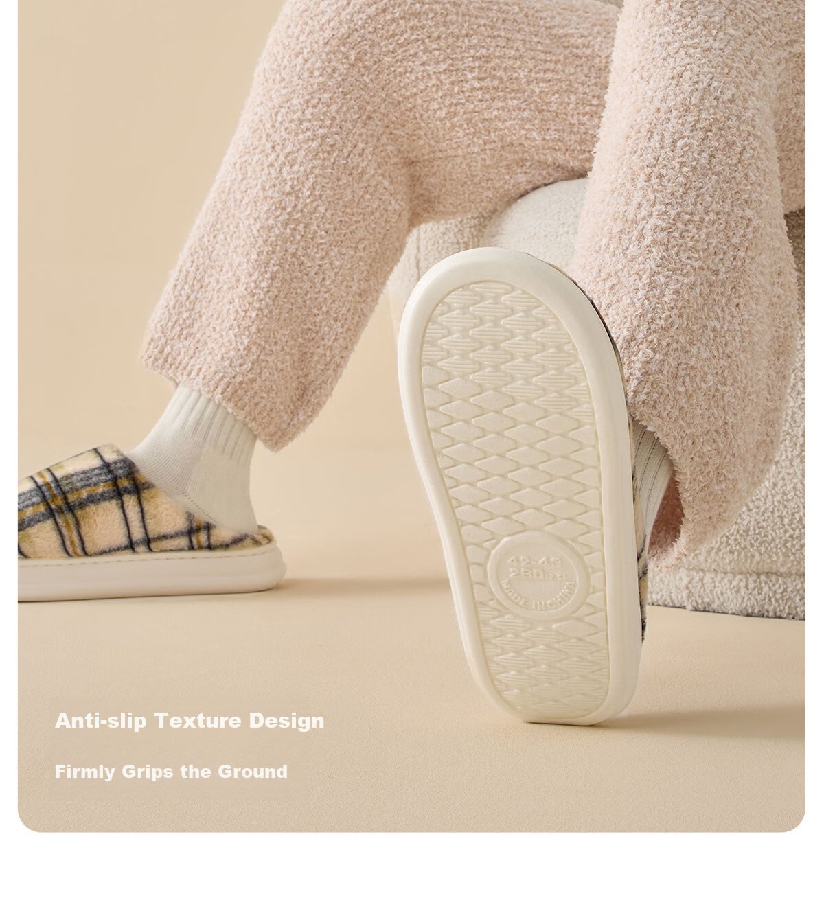 Grace Antibacterial Cotton Slippers Women Autumn Winter 2025 New Indoor Warm Non-slip Thick Sole Plush Slippers Men Couples 10