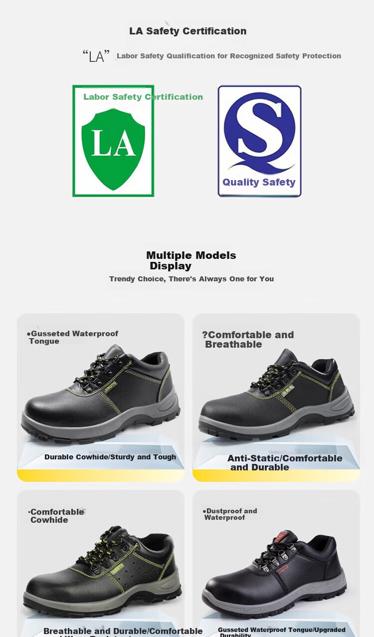 Jingtu Men's Summer Breathable Safety Shoes Steel Toe Anti-Smash Puncture-Proof Waterproof Wear-Resistant Work Shoes 8184 Size 41 10
