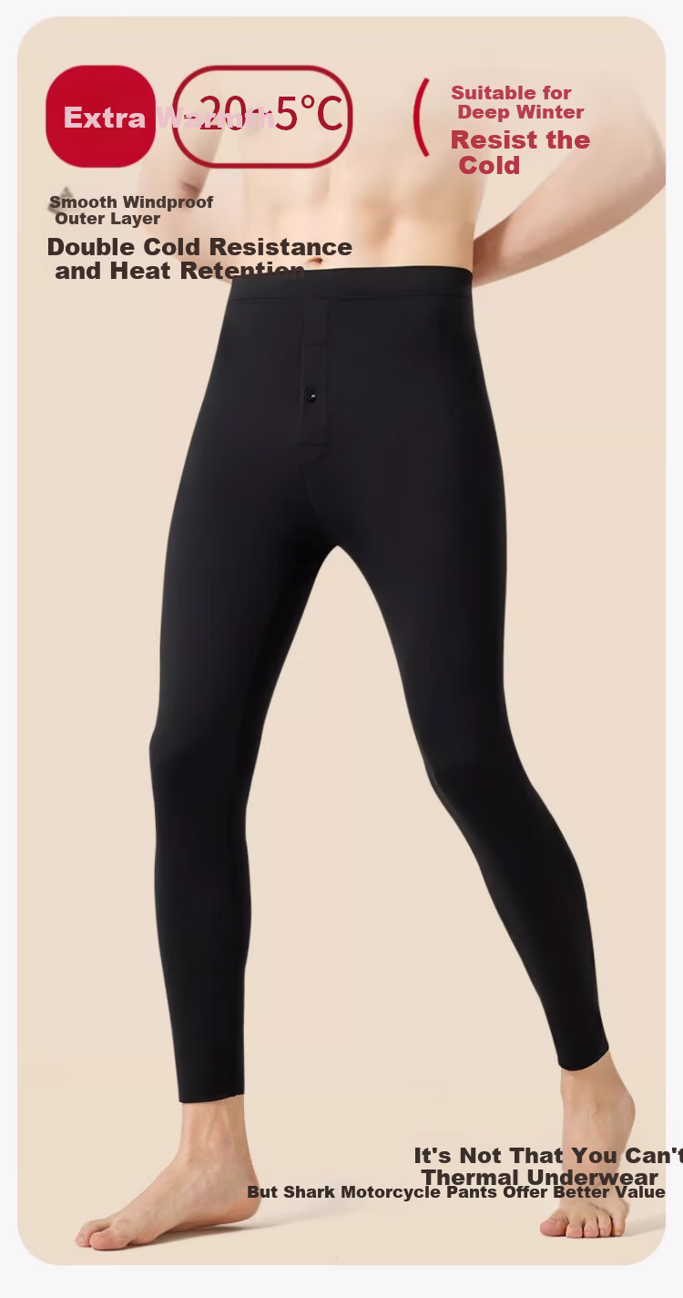 Langsha Men's Sharkskin Pants Autumn Winter Thickened Fleece Warm Antibacterial Plus Size Slim Fit High Waist Motorcycle Base Layer Pants 1