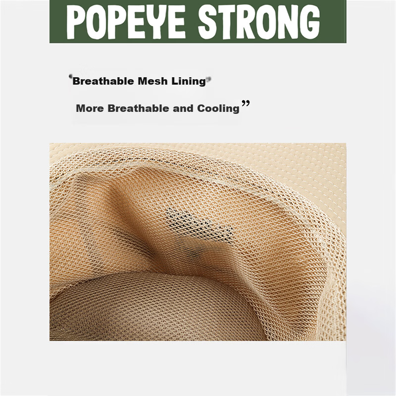Popeye Fisherman Hat Unisex Summer Thin Large Head Circumference Sun Protection Wide Brim Sunshade Cap