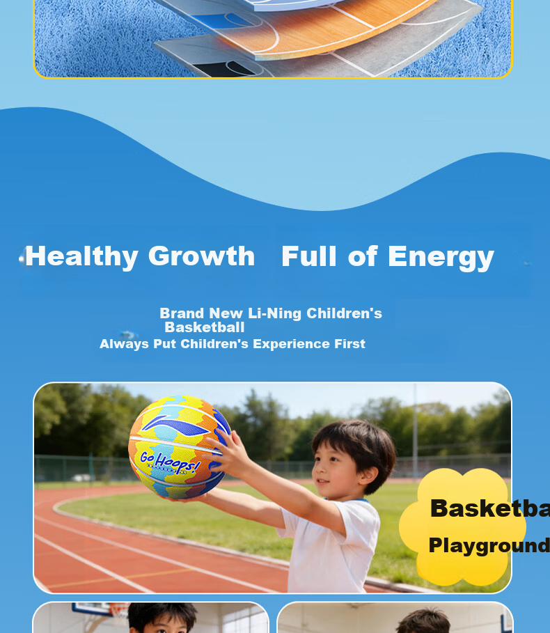 Li-Ning Basketball Kids 5-Size Ball for Ages 6-12, Indoor and Outdoor Professional Training and Competition for Elementary and Kindergarten Children Ages 3-6 7