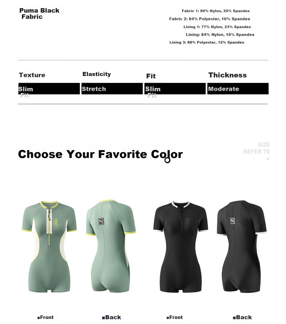 PUMA Women's One-Piece Long Sleeve Sunscreen Swimsuit Antibacterial Slimming Conservative Plus Size Swimwear for Hot Springs 16