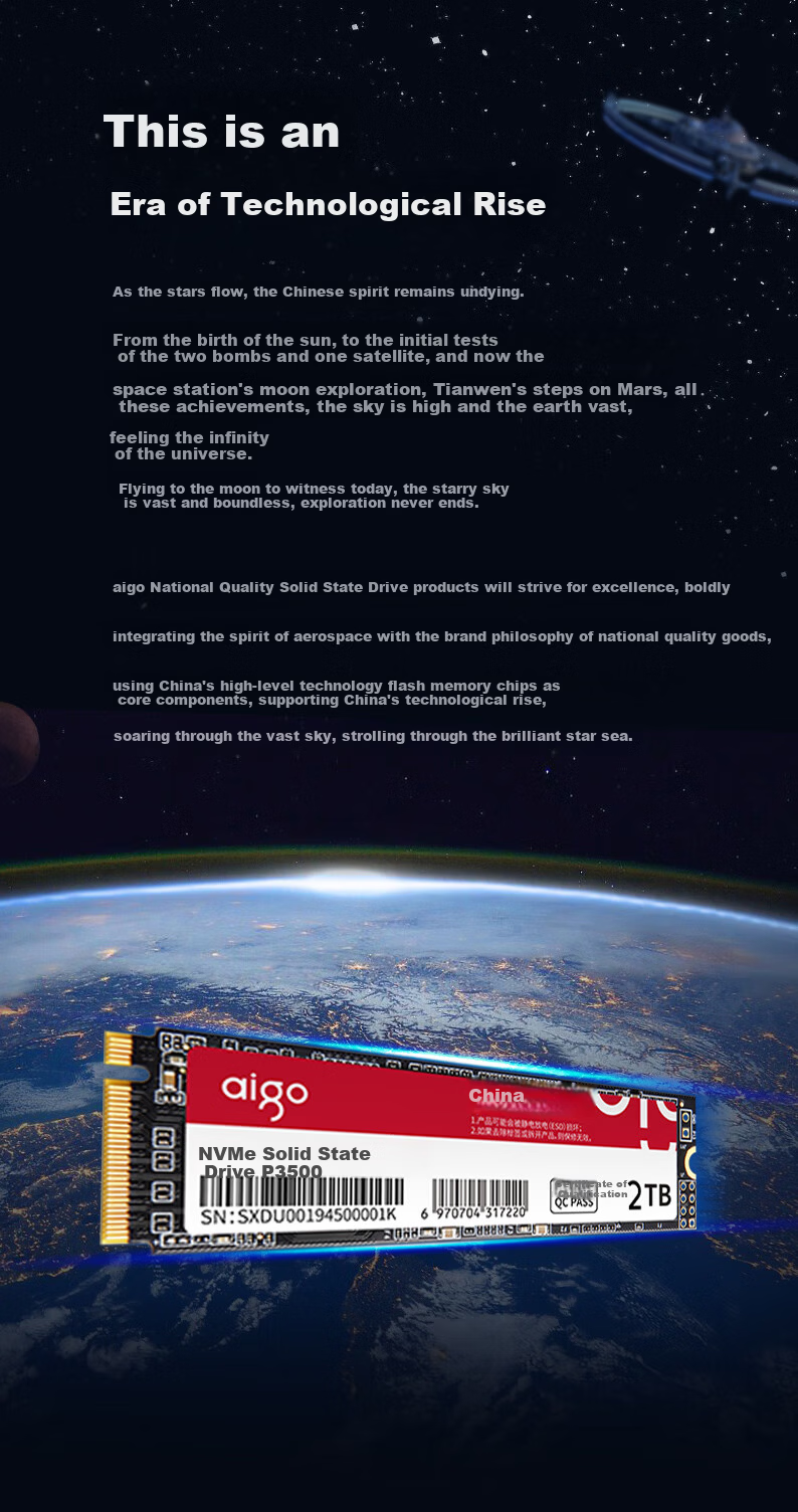 Aigo 256GB SSD Solid State Drive M.2 NVMe PCIe 3.0 TLC Desktop Laptop P3500 3500MB/s Read Speed 2