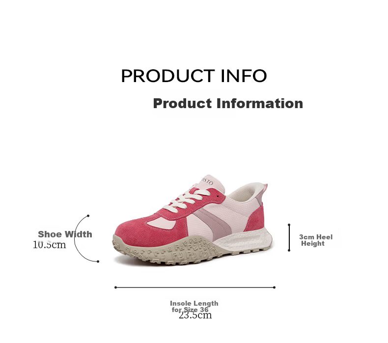 Basto Retro Colorblock Vibrant Sweet Cool Derby Shoes Lightweight Slip-On Versatile Trendy Casual Shoes S1095AM6 Pink Size 37 6