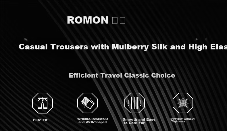 ROMON [With Mulberry Silk] Sun Protection High Elasticity Ice Silk Casual Pants Men's Summer Thin Straight Work Pants Suit Trousers 1