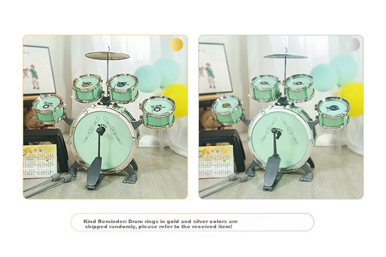 QIAO WA BAO BEI Drum Set for Home Use, Children Beginners Practice Kit, Entry-Level Professional Toy, Birthday Gift for Boys And Girls, Mid-Autumn Festival Present 1