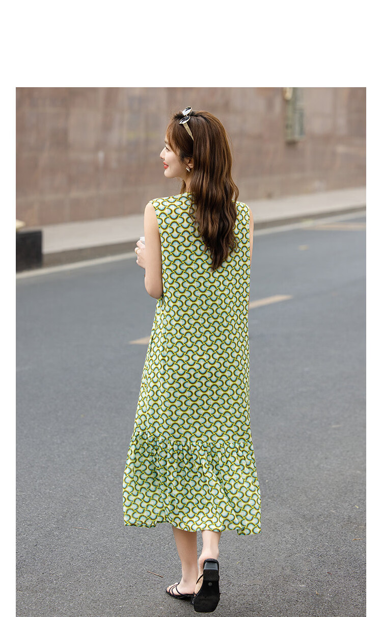 Demana Sweet Urban Summer Lazy V-Neck Chiffon Sleeveless Loose Slim A-Line Dress for Petite Women 10