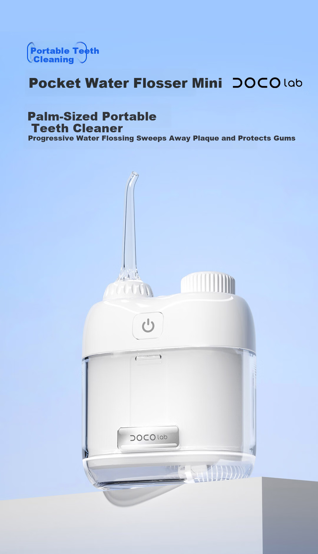 DOCO LAB Electric Oral Irrigator Portable Orthodontic Water Flosser Ultrasonic Teeth Cleaner Tartar Remover Dental Water Jet Tooth Washer Birthday Gift for Girlfriend Boyfriend 1