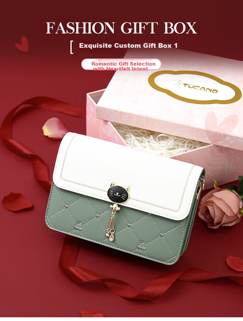 TUCANO Women's Leather Shoulder Bag Crossbody Luxury Colorblock Small Square Bag Mother's Day Birthday Gift 1