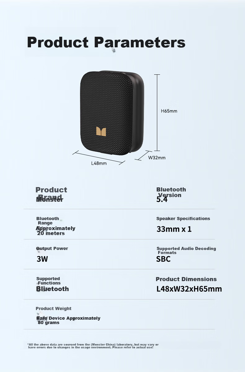 Monster M17 Wireless Bluetooth Speaker Mini Portable Outdoor Music Sound System Subwoofer IPX5 Waterproof Mini Speaker Home Theater Gem Red 5