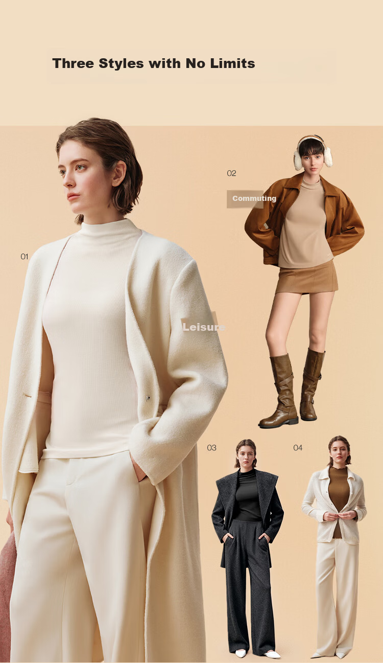 Ubras New Ruffled Edge Down and Silk Blend Wool Warm Jacket for Women Autumn Winter Base Layer Cream White XL 8