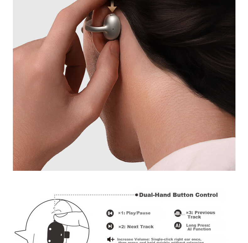 Baseus MC1 Pro AI Translation Bluetooth Earphones [Celebrity Edition] Clip-On Open-Ear Sports Call Noise-Cancelling Bone Conduction for Huawei and Apple Phones 32