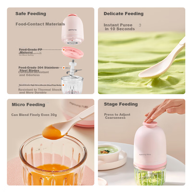 Joyoung Baby Food Processor Small Multifunctional Puree Blender Baby Cooking Machine Meat Grinder 300ML High Borosilicate Glass S3-LA165