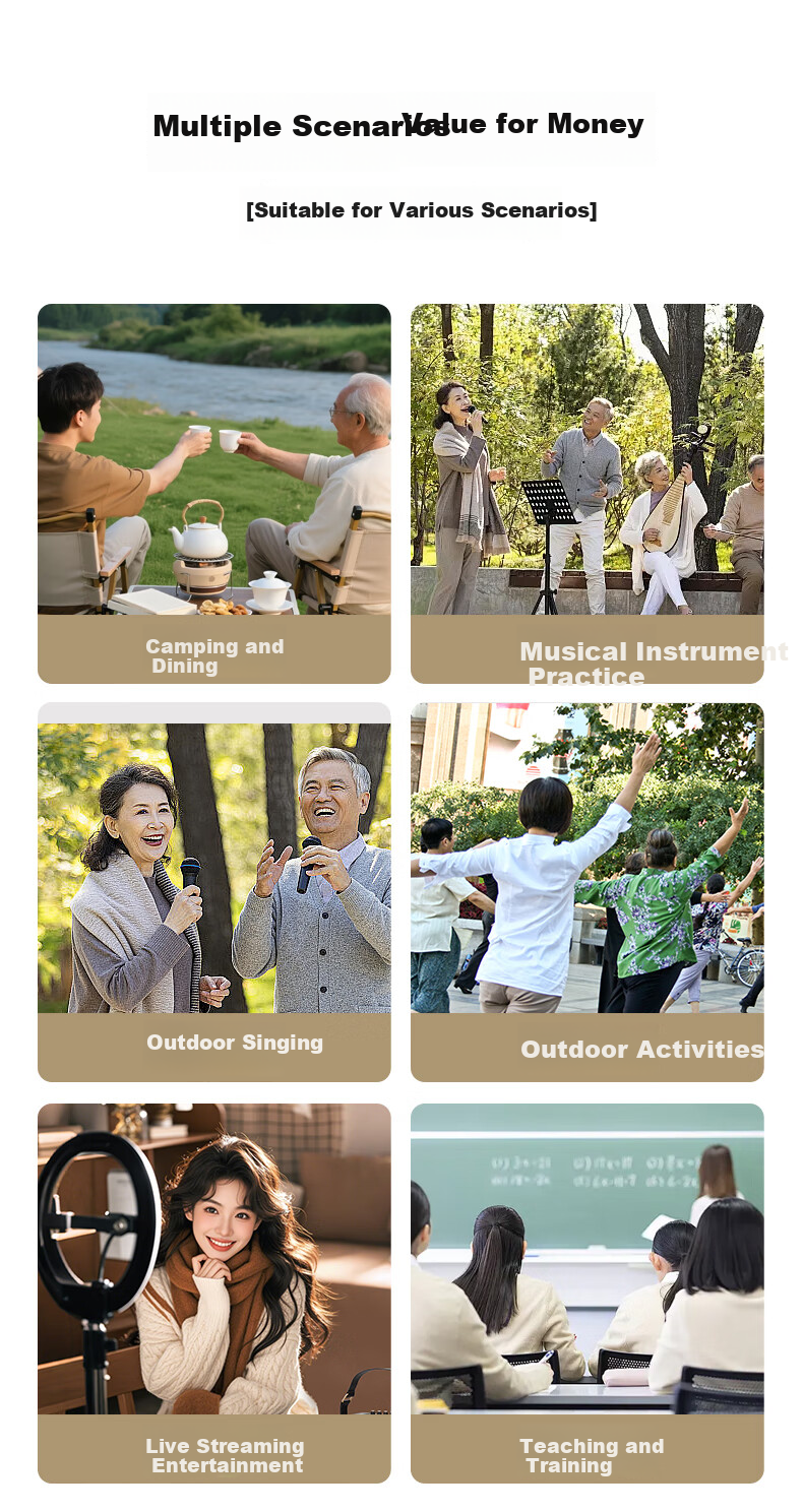 HiVi Portable Smart Bluetooth Speaker Outdoor High-Quality Sound Mobile Square Dance KTV Microphone Karaoke All-in-One Electro-Acoustic Guitar Folk Instrument Speaker MQ6 3