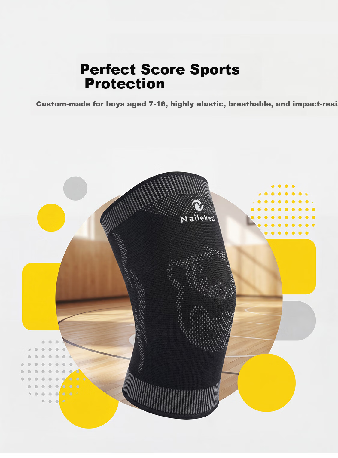 NAILEKESI Children's Sports Knee Pads for Basketball, Soccer, Cycling, Running, Dancing, Impact Protection And Fall Prevention, Summer Thin Versio 1