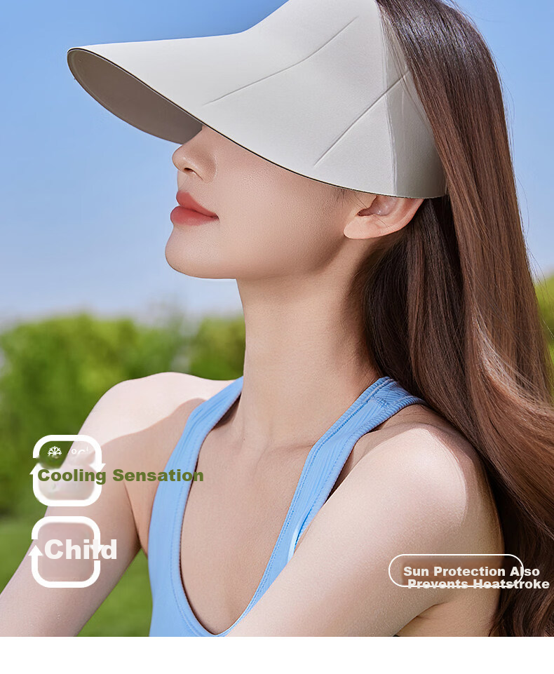 Jingtang Jingpin Seamless Topless Sunshade Hat Women's Summer Large Brim UV Protection Lightweight Foldable Hat 2