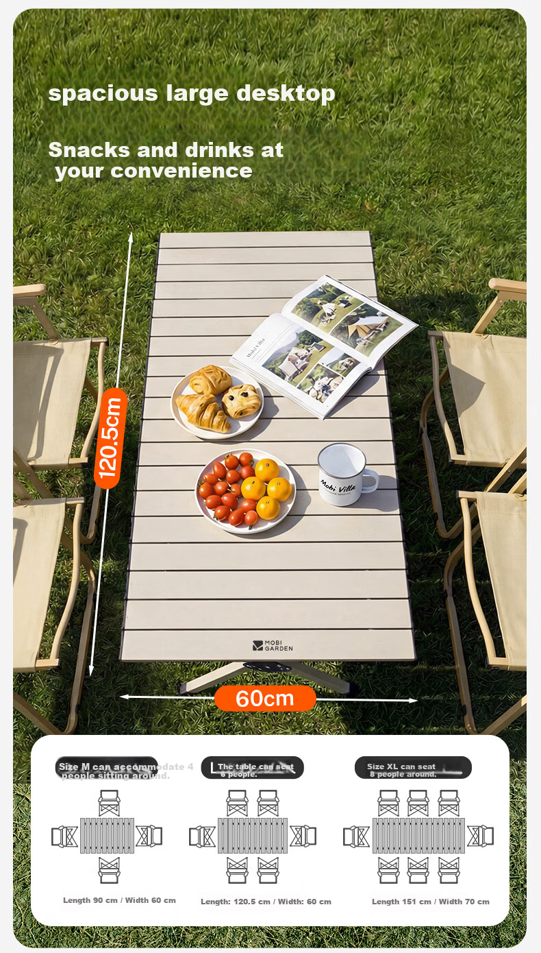 MOBIGARDEN Mountain Stream Carbon Steel Roll-up Table Outdoor Camping Picnic Lightweight Folding Roll-up Table NX25665044 Obsidian Black 2