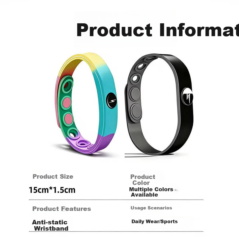 Beifute Anti-Static Wristband Wireless Silicone Adjustable Ion Static Discharge Bracelet