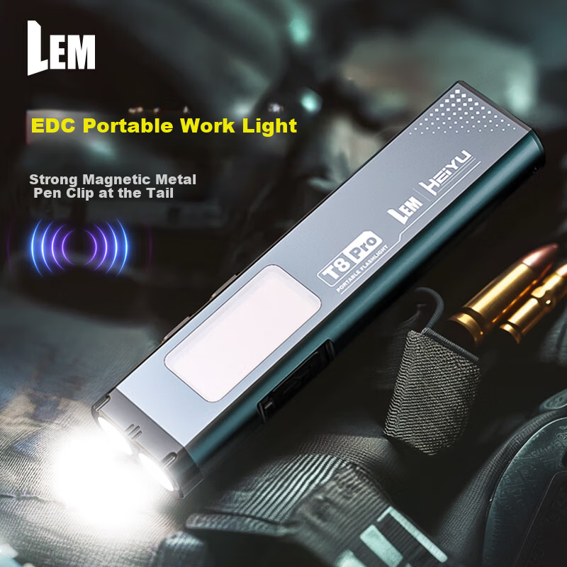 LEM High Brightness Flashlight Small Portable Ultra-Bright Long Battery Life Mini Gum EDC Magnetic Work Light