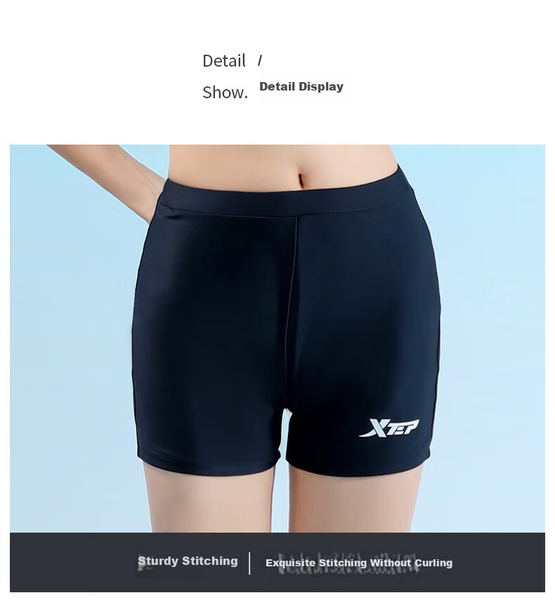 Xtep Women's Swim Shorts Slimming High-Waist One-Piece Tankini Swimwear Sports Training Bathing Suit 17