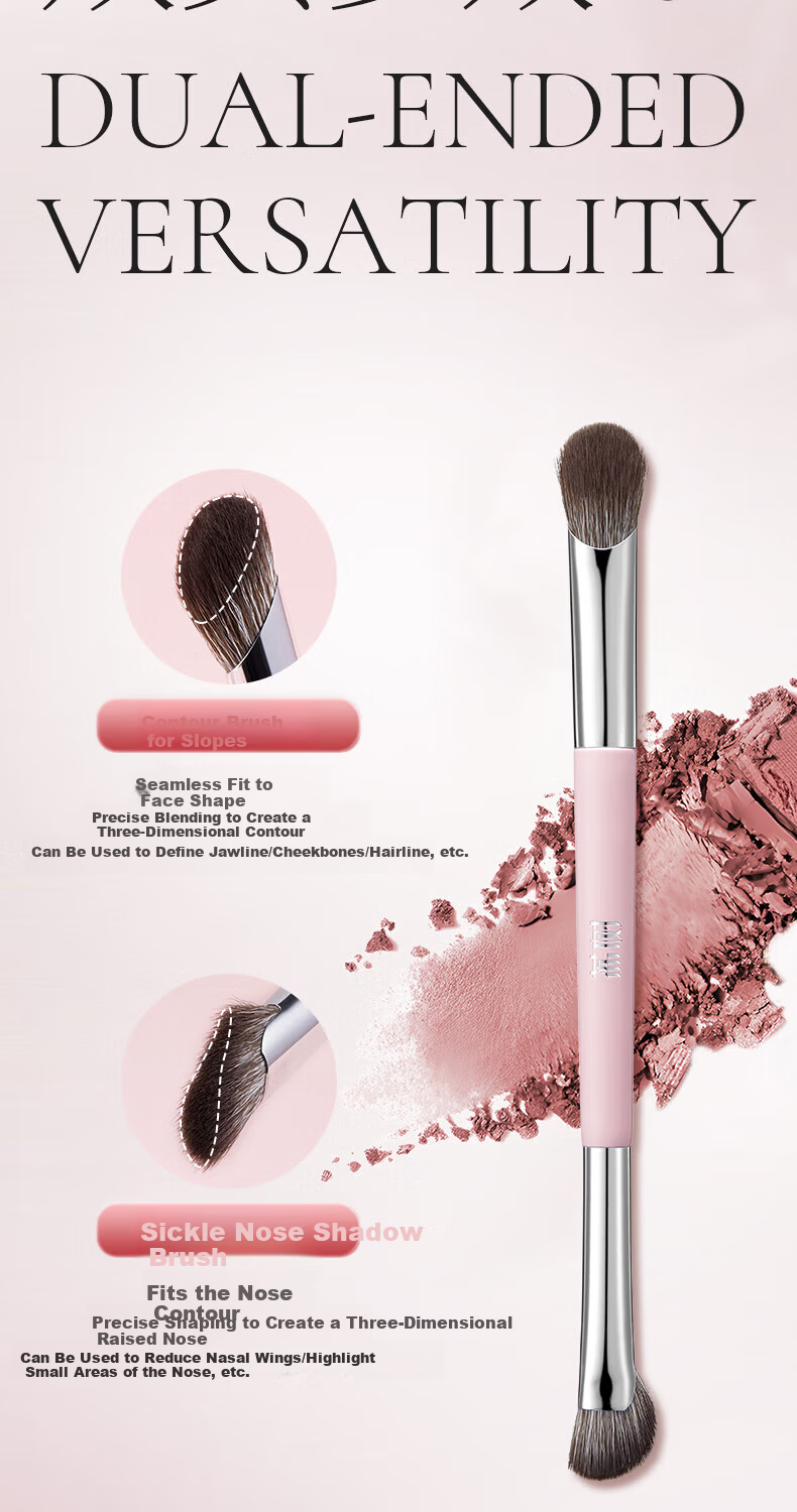 Litchi Double-Ended Contour Concealer Eye Shadow Blending Face Shaping Makeup Brush 1 Piece 7