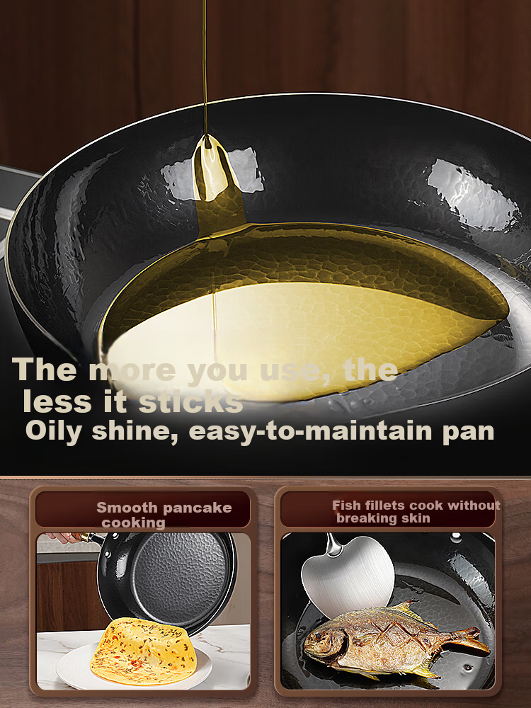 Sansi Steel Zhangqiu Flat Bottom Frying Pan Non-Coated Breakfast Pancake and Egg Pan Cast Iron Skillet Compatible with Induction Cooker and Gas Stove 38741 6
