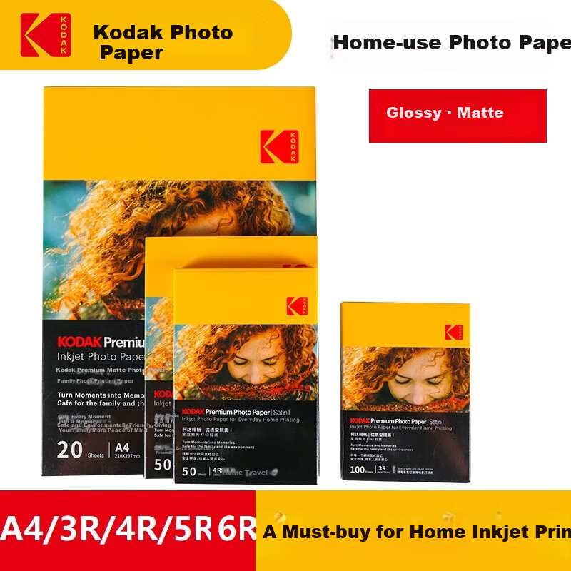 KODAK 250g Premium Waterproof RC Velvet Photo Paper 6R/8 Inch Inkjet Printing Photo Paper 30 Sheets 9891-816