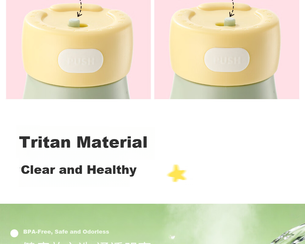 FUGUANG Plastic Tritan Water Bottle for Kids Students Women Portable Summer High-Temperature Resistant Sports Pink Green 520ML 8
