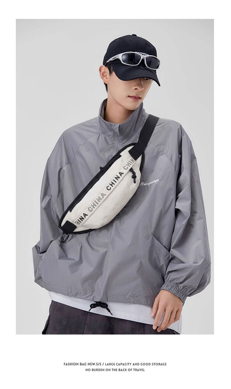 Warrior Men's Crossbody Bag Trendy Hong Kong Style Chest Bag Large Capacity Student Casual Shoulder Bag Cycling Sports Waist Chest Bag 17