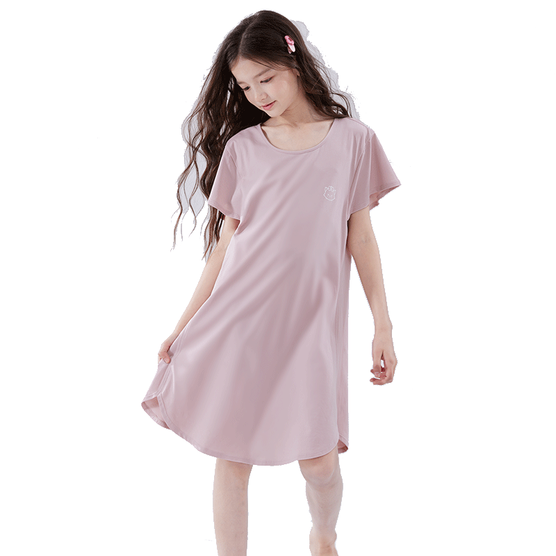 Disney Girls' Modal Nightgown Children's Summer Lightweight Pajamas Teen Air Conditioning Clothes 98114 Pink Size 130