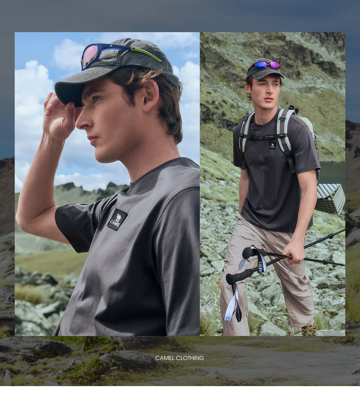 CAMEL Outdoor T-Shirt 26 Spring Summer Unisex Three-Protection Cotton Breathable Stretch Oil-Resistant Water-Repellent Top A36BAXN091 1