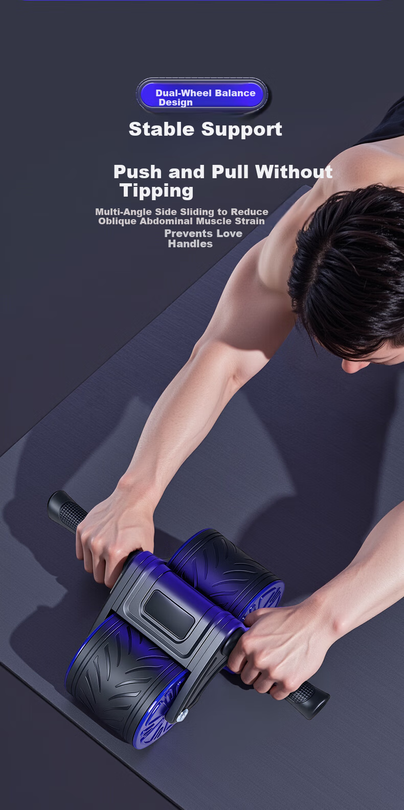 Oufanda Automatic Rebound Ab Roller Large Wheel Non-Slip Abdominal Exercise Wheel for Men and Women Home Use 6