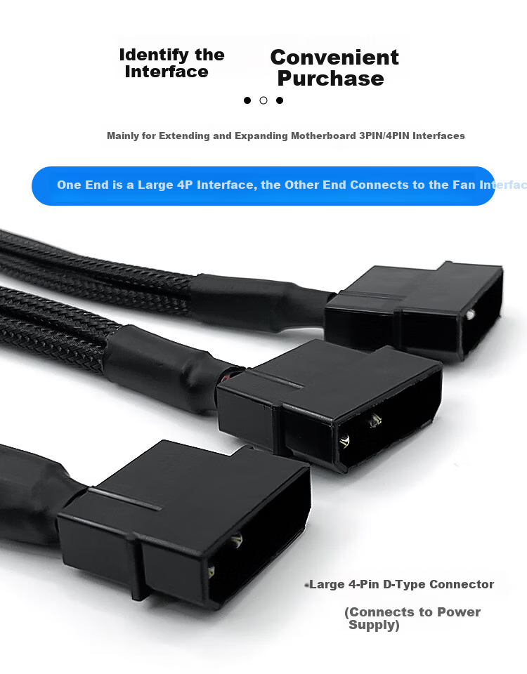 LinkStone PC Case Fan Power Cable Large 4-Pin to Small 4-Pin Desktop Computer Fan Splitter Hub IDE Large 4-Pin to Small 3-Pin Adapter Cable 27cm 6