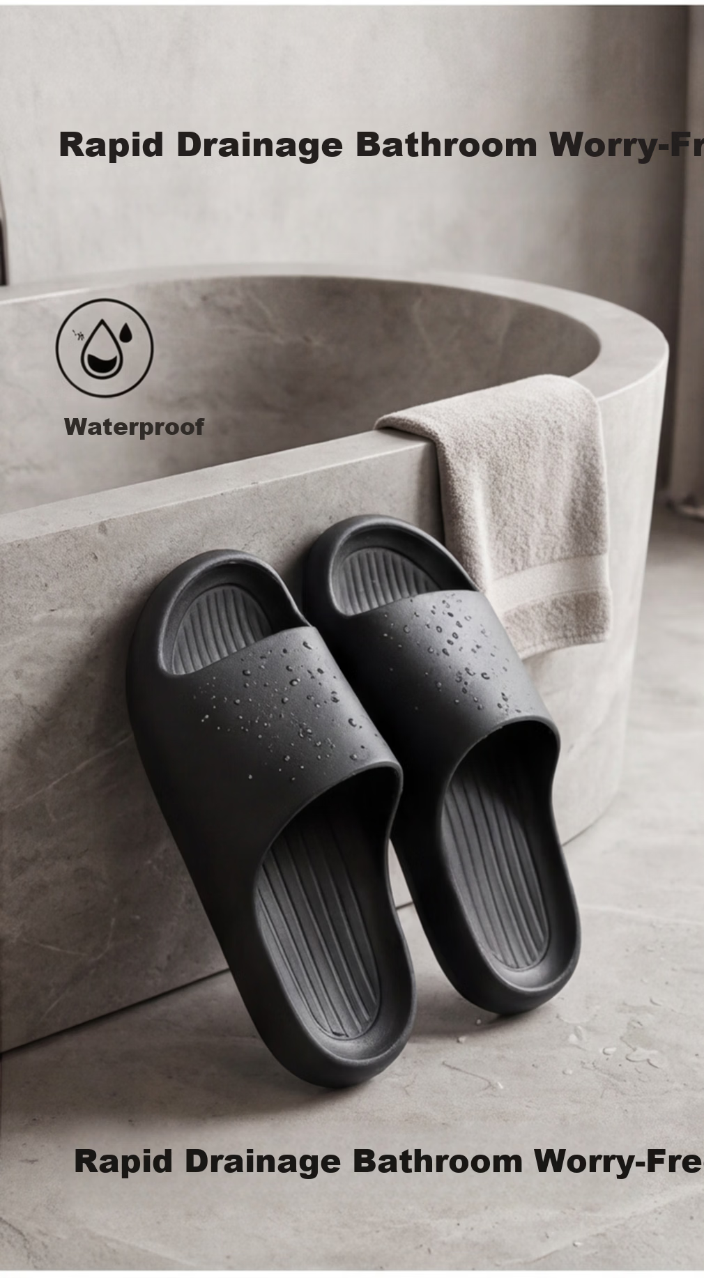 Bigga Plus Size Men's Extra Large Indoor Home Bathroom Shower Non-Slip EVA Oversized Summer Slippers Navy Blue 44-45 5