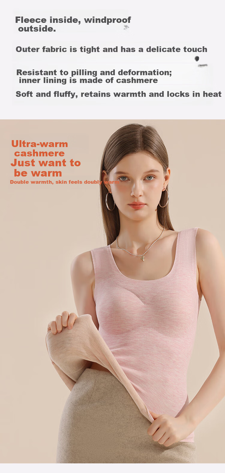 MiiOW New Thermal Velvet Chest Pad Women's Warm Vest with Cashmere and Silk Underwear Black L 11