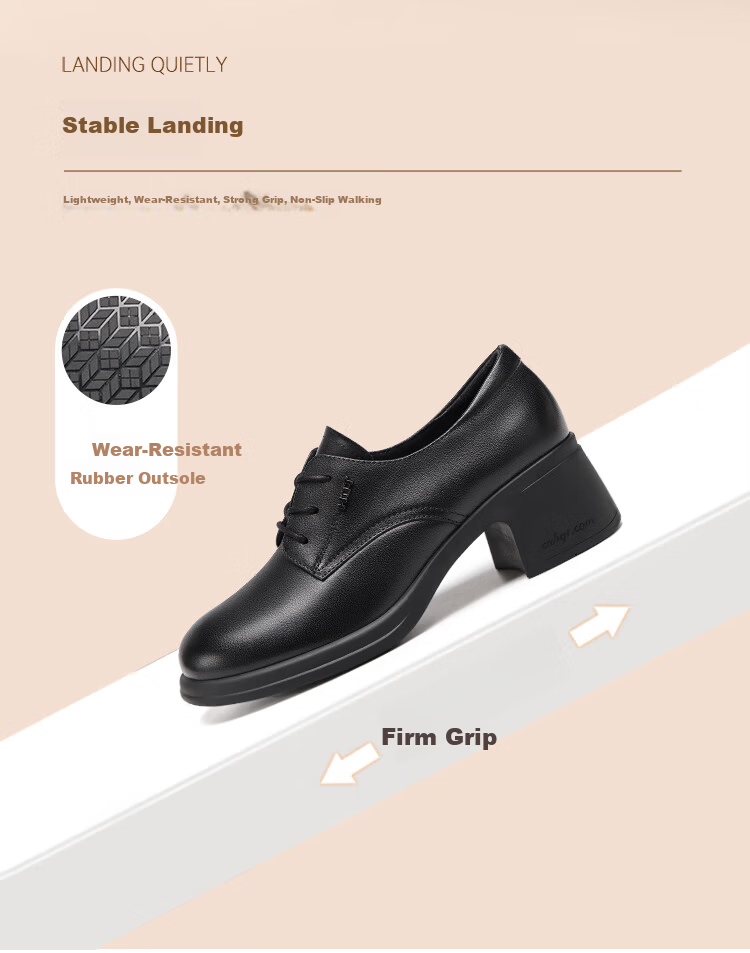 Red Dragonfly Women's Autumn Leather Breathable Work Lace-up Commuting Flats WTB352211 Black Size 39 4