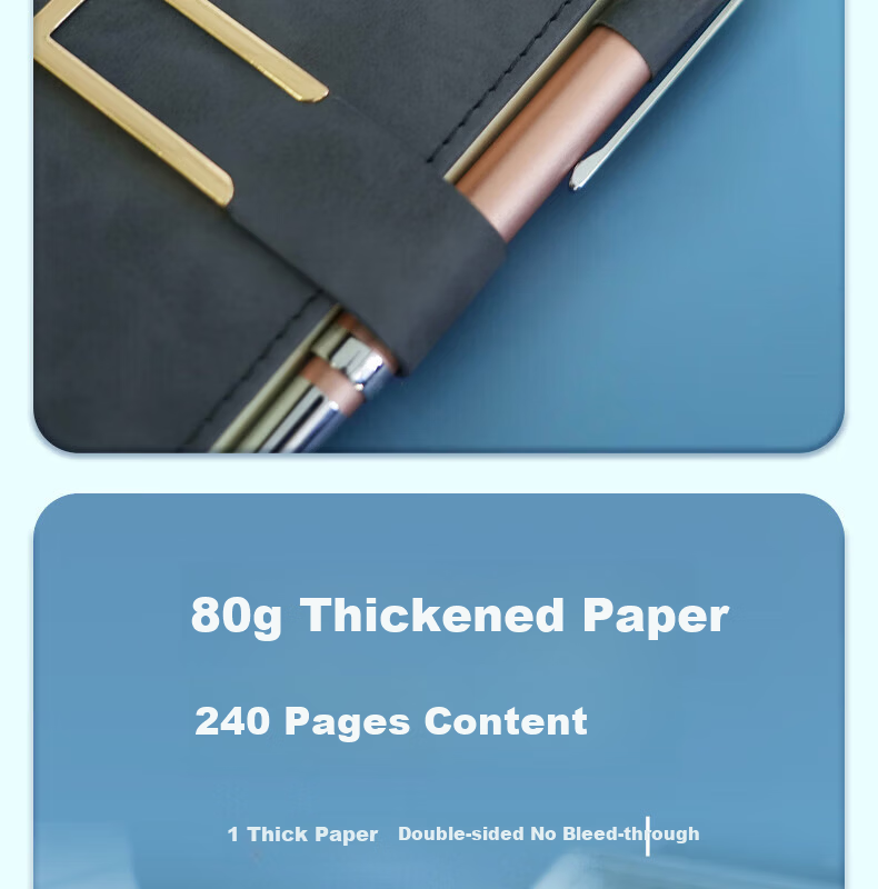 HERO A5 Business Notebook Thickened Hard Cover Soft Leather Simple High-End Gift Meeting Portable Office Stationery Lined Tearable Diary Journal Binder 6