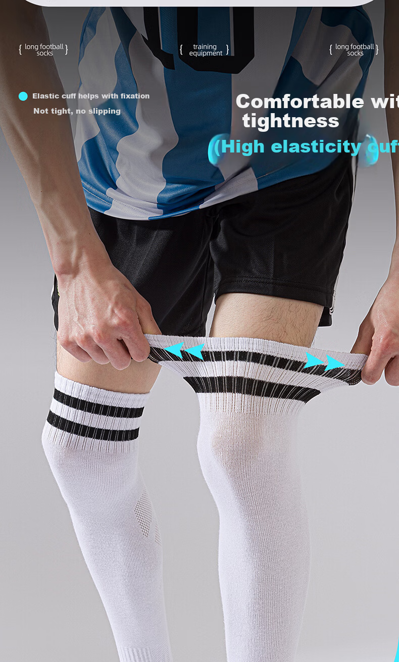 Lihai Wolf Men's Cotton Long Over-the-Knee Football Socks Thin Non-Slip Breathable Sports Socks Children's Football Training Socks 7
