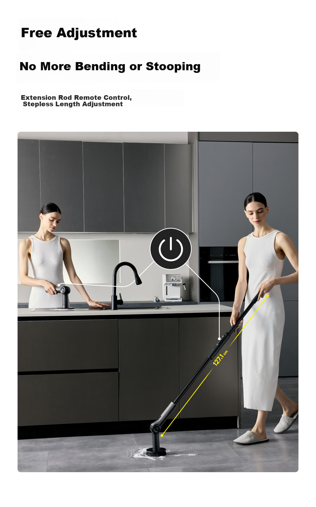 HOTOHOTO Max Whole-House Electric Cleaning Brush Smart Home Waterproof Body Stepless Adjustment Magnetic Head Gift 6