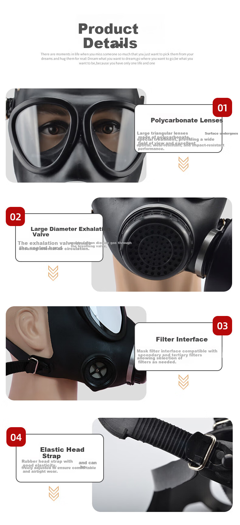 Hulidun FNJ05 Gas Mask Natural Silicone Head-Mounted Filter Biochemical Gas and Smoke Emergency Training Full Face Mask 05 Mask + Junpin Canister + Box + Camouflage Bag + Stand 5