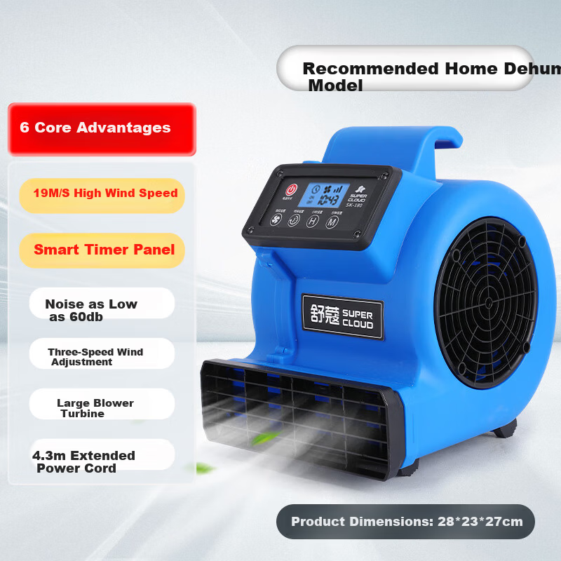 Supercloud Household Smart Timer Floor Dryer Small Toilet Blower Wind Speed 14M/S