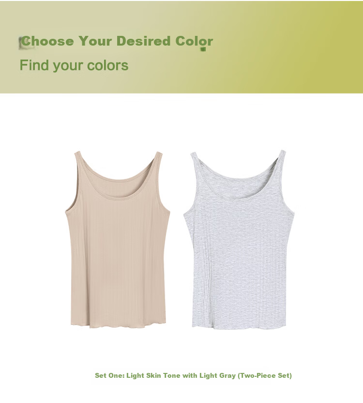 Hodo Women's 2-Pack Solid Color Slim Fit Large U-Neck Tank Tops, Suitable for Layering or Outerwear, Size 165/90 9