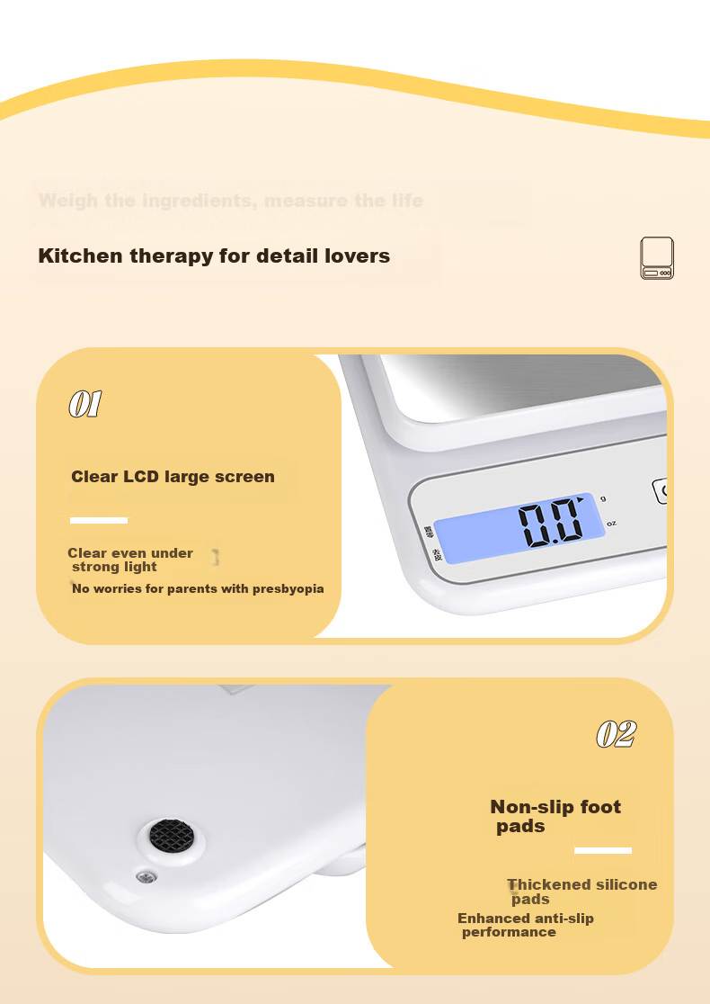 Xiangshan Electronic Kitchen Scale 0.1g Precision Baking Scale Stainless Steel Large Platform 6kg Rechargeable 10