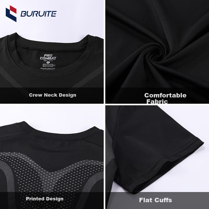 BURUITE Men's Swimwear Anti-Embarrassment Top Swimming Gear Youth Hot Spring Short Sleeve Tight T-Shirt Quick-Dry New Model