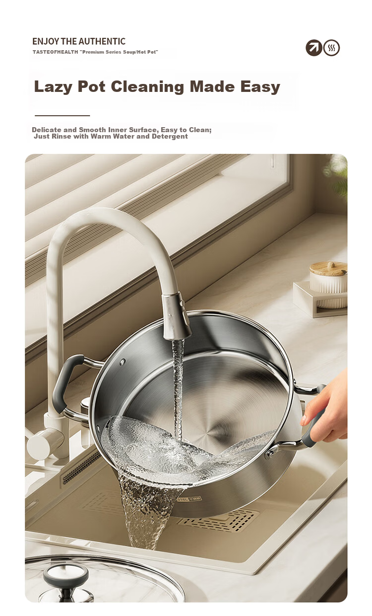 MAXCOOK 26cm 316L Stainless Steel Hot Pot Soup Pot with Lid, Compatible with Gas and Induction Cookers MCT7528 12